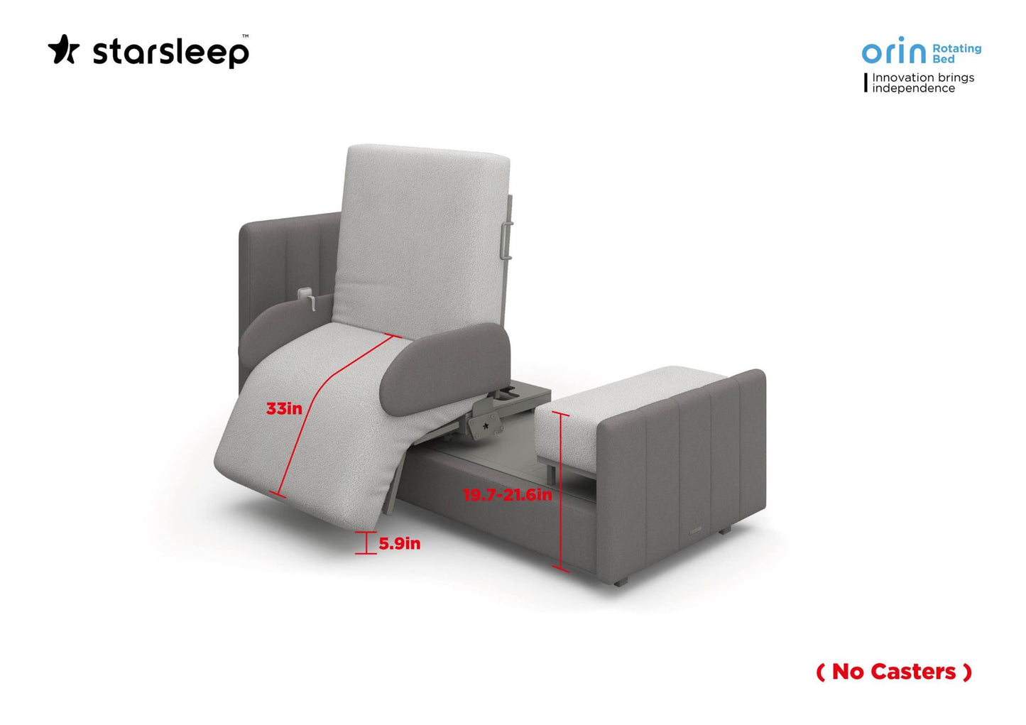 Orin Full Electric Rotating Adjustable Bed with Stand Assist By Starsleep
