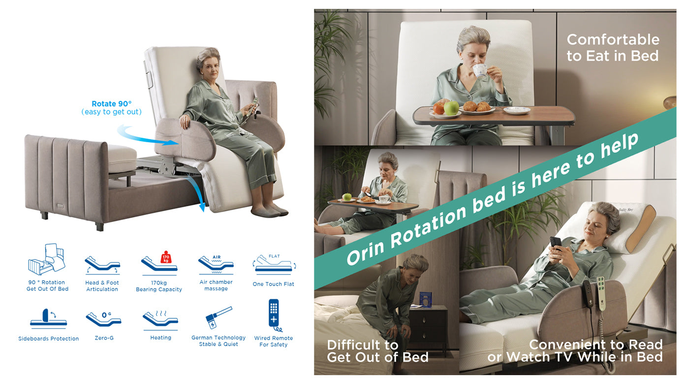Orin Full Electric Rotating Adjustable Bed with Stand Assist By Starsleep