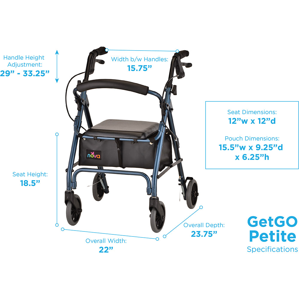 GetGO Petite Narrow Rolling Walker