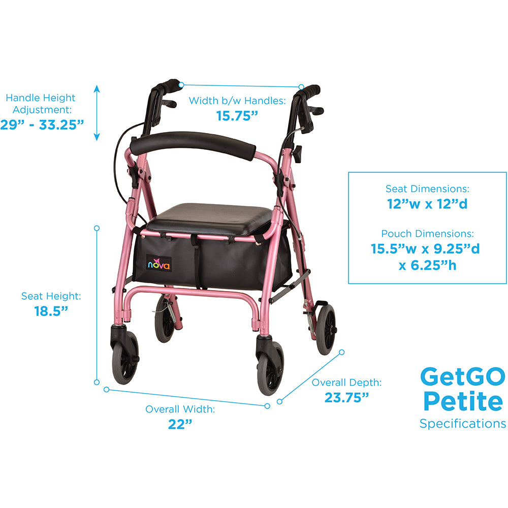 GetGO Petite Narrow Rolling Walker