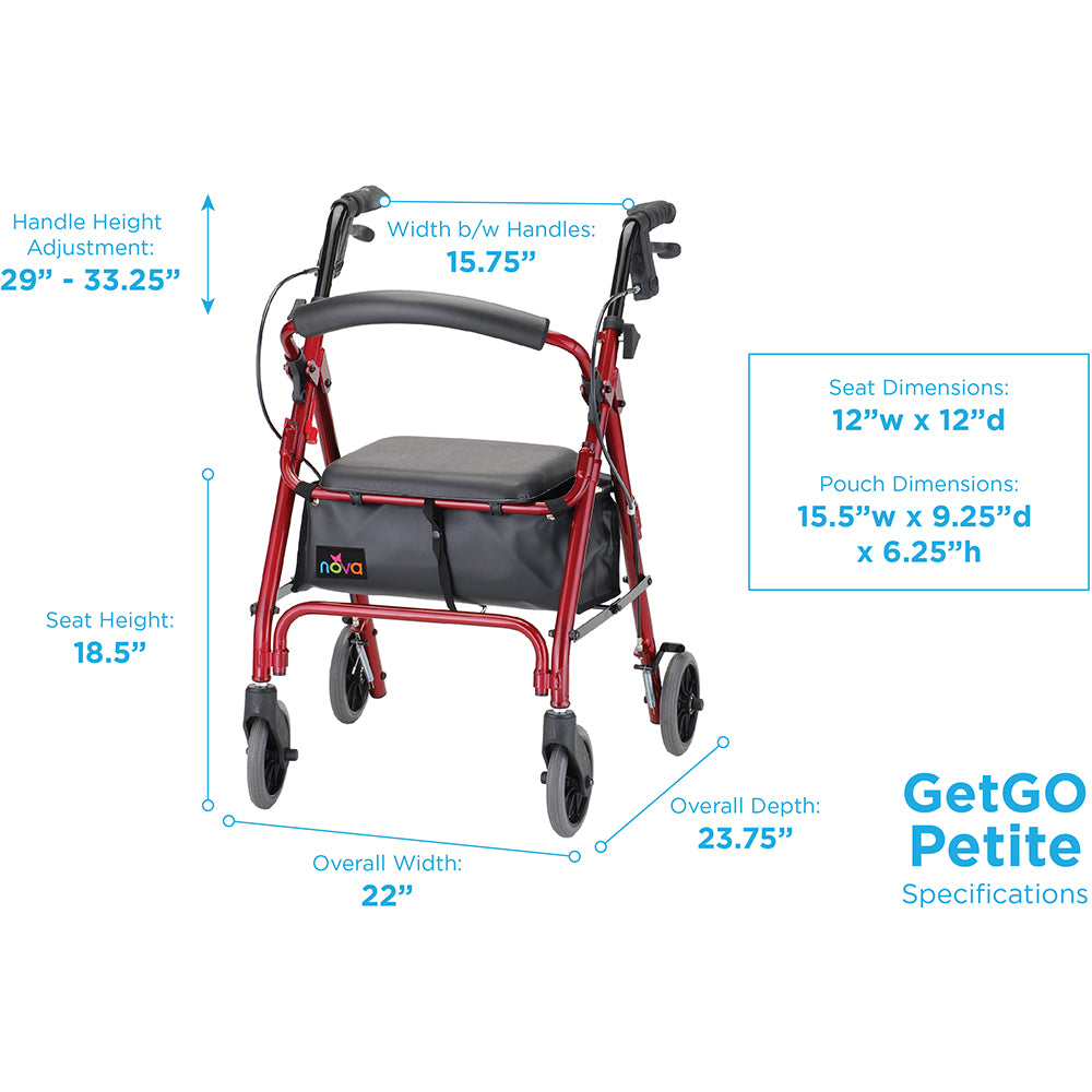 GetGO Petite Narrow Rolling Walker