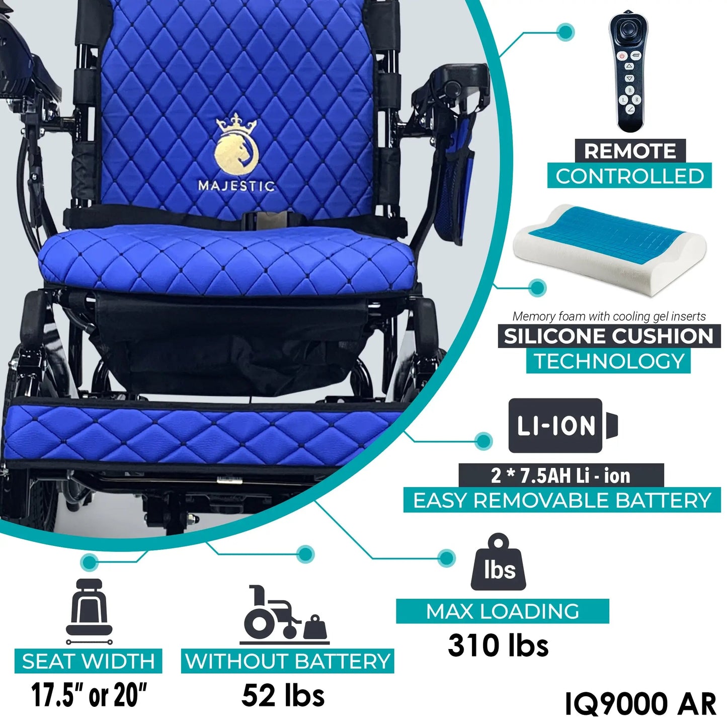 MAJESTIC IQ-9000 With Auto Recline | Comes in 17.5” Seat Width, or 20” Seat Width