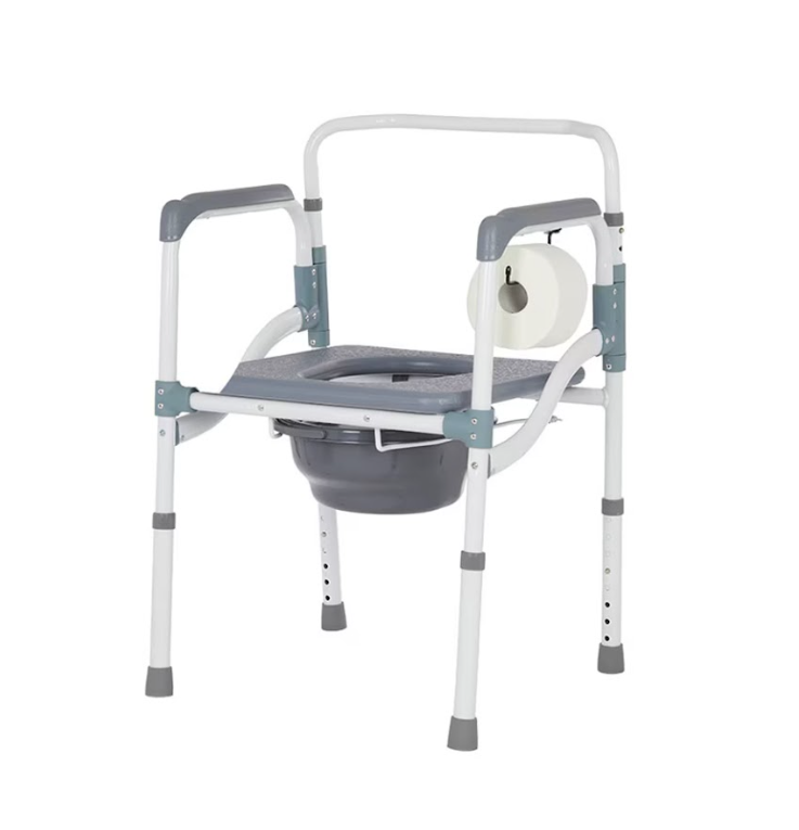 FOLDING POWDER COATED ALUMINUM COMMODE 3 IN 1