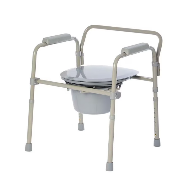 ELONGATED FOLDING BEDSIDE COMMODE